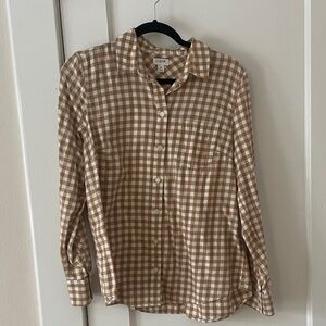 J. Crew Tan Plaid Button Down Shirt